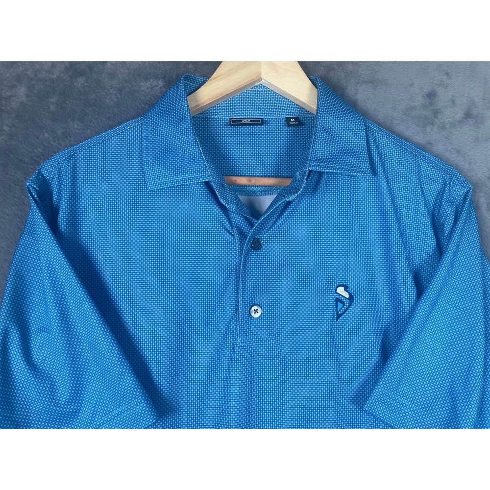 FootJoy FJ Mens Blue Micro Check ProDry Performance Golf Polo Shirt Size Medium